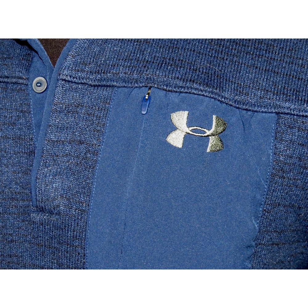 Under Armour Cold Gear Dark Blue Collared Snap Sweater Fleece Jacket Men's Large - Picture 4 of 8